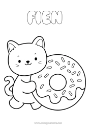 Customisable colouring page Cute Cat Cute Doughnuts Dogs and cats