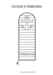 Coloriage personnalisable Papa Maman Mamie Papi Bonne fête Été Marque page Ancre marine Rayures