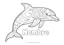 Coloriage personnalisable Mandala Animal Dauphin Coloriages faciles Animaux marins ou aquatique