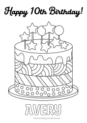 Coloriage personnalisable Gâteau Anniversaire Coloriages intermédiaires Joyeux anniversaire (français) Message