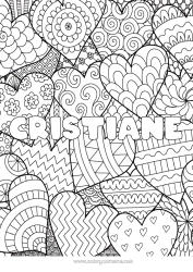 Coloriage personnalisable Coeur Mandala Je t'aime Nom décoré