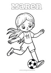 Coloriage personnalisable Football Ballon de foot Sport Fille Coloriages intermédiaires Sports d'équipe Football féminin Footballeur footballeuse