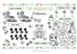 Coloriage personnalisable Printemps Activités enfants Points à relier Pâques Set de table à imprimer Nombres à Relier