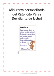 Coloriage personnalisable Dent de lait Petite Souris Courrier de la Petite Souris
