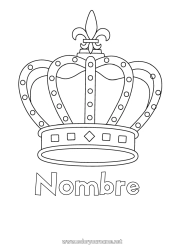 Coloriage personnalisable Princesse Couronne Épiphanie Bijou Coloriages faciles Roi