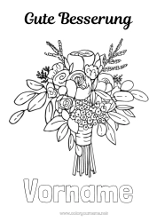 Página de desenho personalizável Flores Doente Buquê