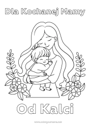 Página de desenho personalizável Mamãe Feliz Aniversário Eu te amo Criança Família