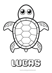 Página de desenho personalizável Fofo Tartaruga Animal Desenhos para colorir fáceis Animais marinhos ou aquáticos Répteis Tartaruga marinha Tartaruga terrestre