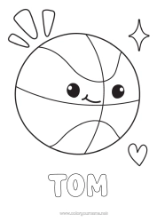 Coloriage personnalisable Sport Kawaii Ballons Basketball Sports d'équipe
