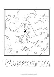 Colorear personalizable Dinosaurios Volcán Animales Tiranosaurio
