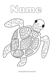Coloriage personnalisable Mandala Tortue Animal Animaux marins ou aquatique Reptiles Tortue marine