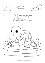 Coloriage personnalisable Tortue Animal Reptiles Île Tortue terrestre