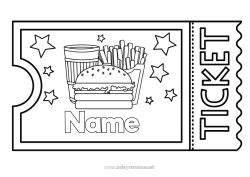 Coloriage personnalisable Hamburger Ticket