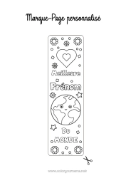 Coloriage personnalisable Coeur Maman Mamie Fille Activités enfants Soeur Ami, Amie Marque page Maîtresse/Maître Nounou Terre Meilleur(e) Métiers de l'éducation