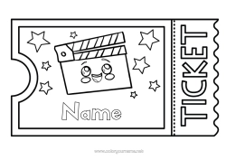 Coloriage personnalisable Cinéma Ticket