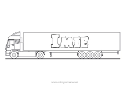 Coloriage personnalisable Camion Véhicules Coloriages intermédiaires Camions et véhicules utilitaires Métiers du transport