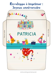 Coloriage personnalisable Anniversaire Enveloppe Joyeux anniversaire (français) Message Enveloppe à imprimer