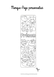 Anpassbare Malvorlage Kawaii Frühling Kinderaktivitäten Tier Ostern Lesezeichen Maiglöckchen Symbole Insekten