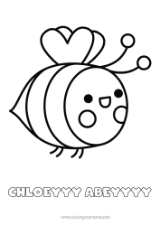 Página de desenho personalizável Animal Abelha Desenhos para colorir fáceis Insetos