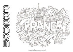 Kolorowanka personalizowalna Geografia Francja Symbole Kraj 14 lipca