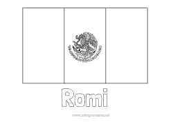 Coloriage personnalisable Géographie Drapeau Mexique Pays