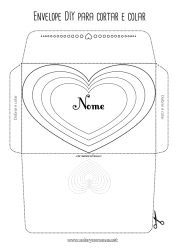 Coloriage personnalisable Coeur Je t'aime Enveloppe Enveloppe à imprimer