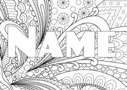 Página de desenho personalizável Nome decorado Colorações Complexas Zentangle Fundo decorativo