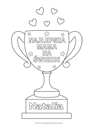 Coloriage personnalisable Maman Coupe, trophée, médaille Compétitions et récompenses