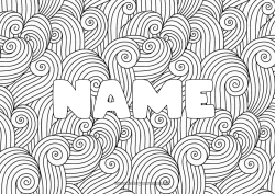 Coloriage personnalisable Mandala Été Mer Nom décoré Zentangle Fond décoratif Vagues