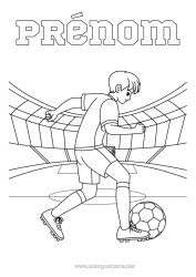 Coloriage personnalisable Football Ballon de foot Sport Sports d'équipe Footballeur footballeuse Stade