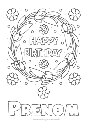 Coloriage personnalisable Fleurs Anniversaire