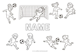 Coloriage personnalisable Football Sport Sports d'équipe Football féminin Footballeur footballeuse Gardien de but