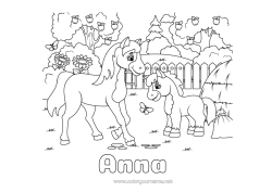 Anpassbare Malvorlage Pferd Tier Bauernhof Früchte Bauernhoftiere Apfel Pony
