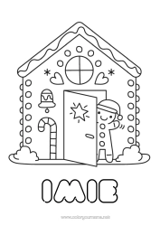 Página de desenho personalizável Natal Pão de Gengibre Casa Desenhos para colorir fáceis