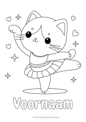 Coloriage personnalisable Mignon Sport Chat Kawaii Danse Animal Chiens et chats Sports artistiques
