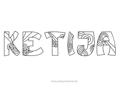 Customizable coloring page Cute Calm and zen Mandala Number Decorated name