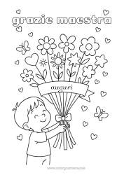 Coloriage personnalisable Fleurs Enfant Nounou Merci Bouquet