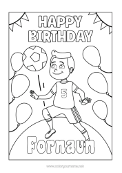 Anpassbare Malvorlage Fußball Fußball Sport Geburtstag Alles Gute zum Geburtstag (Französisch) Nachricht Angepasstes Geburtstagsalter Mannschaftssportarten