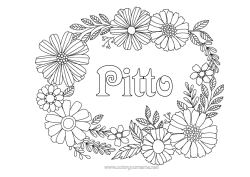 Coloriage personnalisable Fleurs Printemps Nom décoré Coloriages intermédiaires