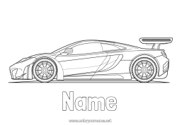 Coloriage personnalisable Véhicules Voiture Course Voitures, vans et camping-cars