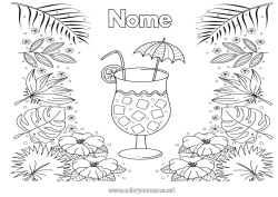 Coloriage personnalisable Fleurs Été Feuilles Boisson Cocktail