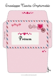 Página de desenho personalizável Coração Eu te amo Envelope Envelope para imprimir