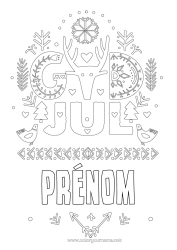 Coloriage personnalisable Renne Noël Animaux de la forêt Suède Danemark Norvège