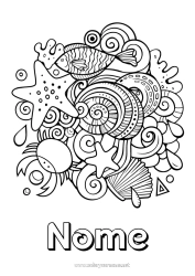 Coloriage personnalisable Mandala Été Mer Animal Poisson Symboles Animaux marins ou aquatique
