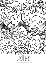 Coloriage personnalisable Papa Maman Dinosaures Animal Bébé Famille