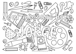 Coloriage personnalisable Art Pinceau Crayon de couleur Fournitures scolaires Rapporteur Peinture