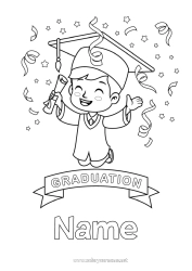 Coloriage personnalisable École Félicitations élève Toque d'étudiant