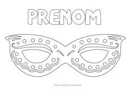 Página de desenho personalizável Fantasia Máscara Carnaval Terça-feira Gorda