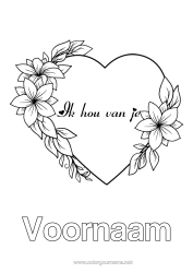 Coloriage personnalisable Fleurs Coeur Maman Mamie Bonne fête Je t'aime Saint valentin Grand coeur