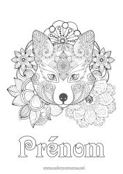 Coloriage personnalisable Loup Fleurs Mandala Renard Animal Coloriages complexes Animaux de la forêt